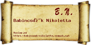 Babincsák Nikoletta névjegykártya
