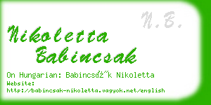 nikoletta babincsak business card